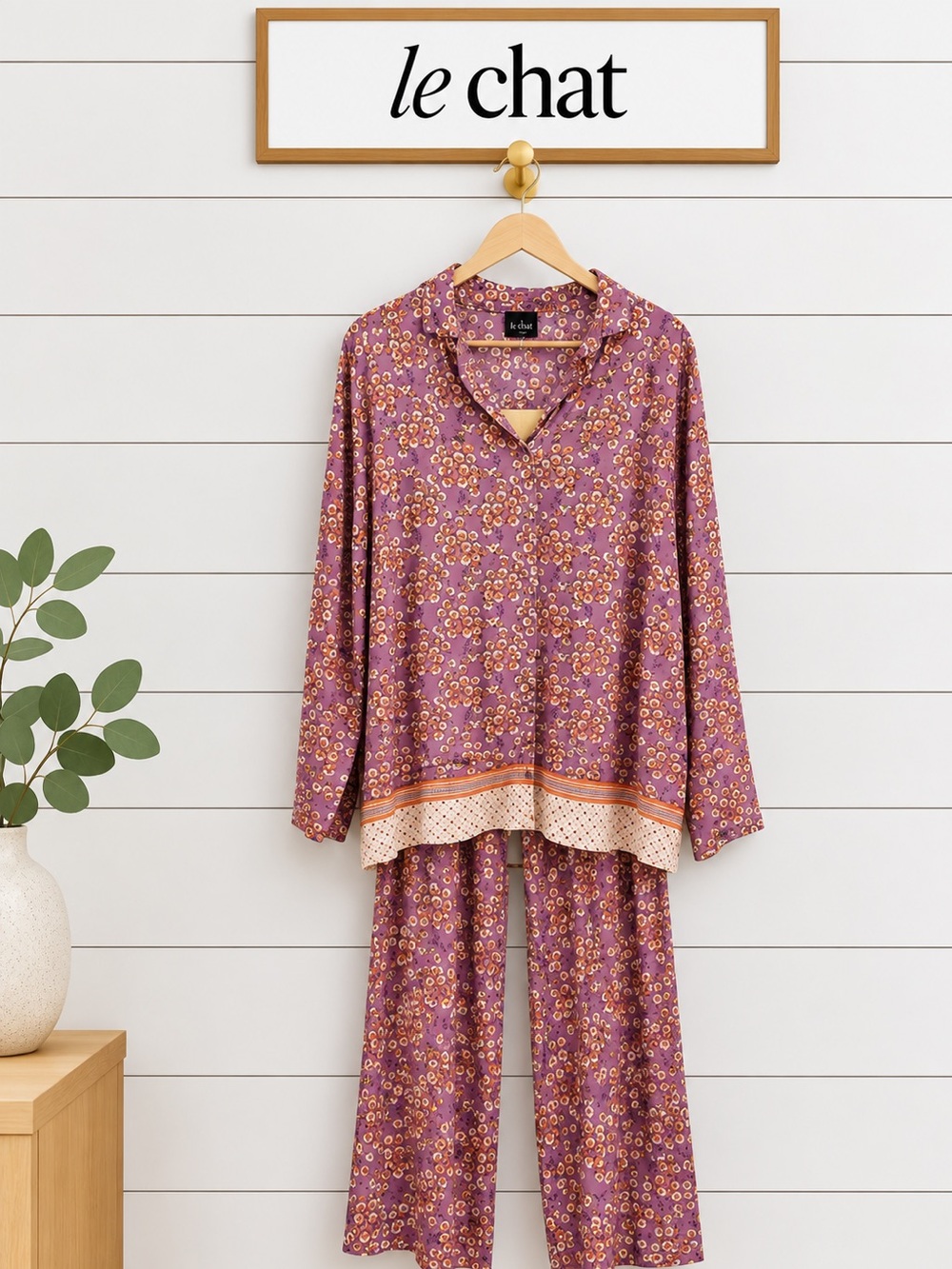 LE CHAT Floral Pajama Set Fuchsia – Size US 12